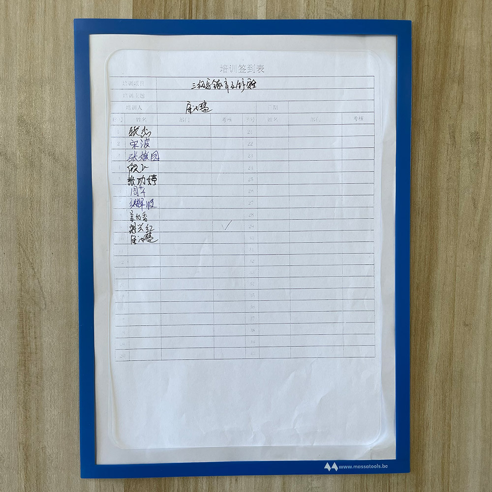 Magnetic document folder-writing on direct,one layer PVC vinyl check list paper insert easy,for warehouse/office display